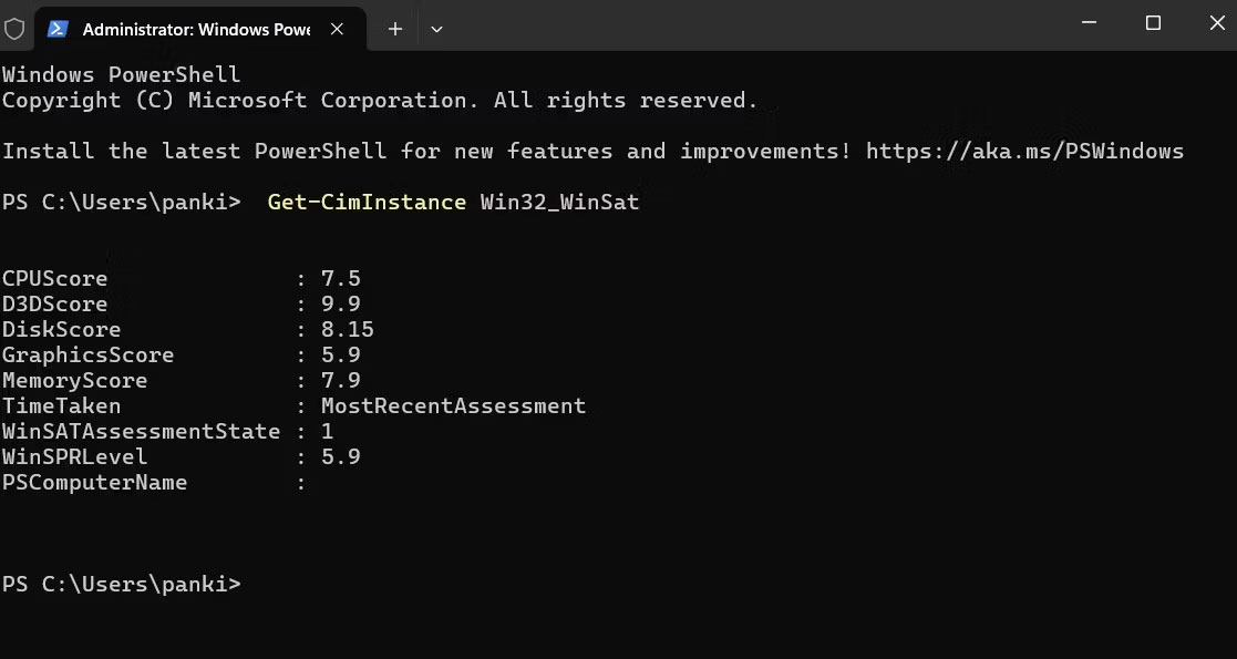 This hidden score shows how well a computer runs Windows Picture 1