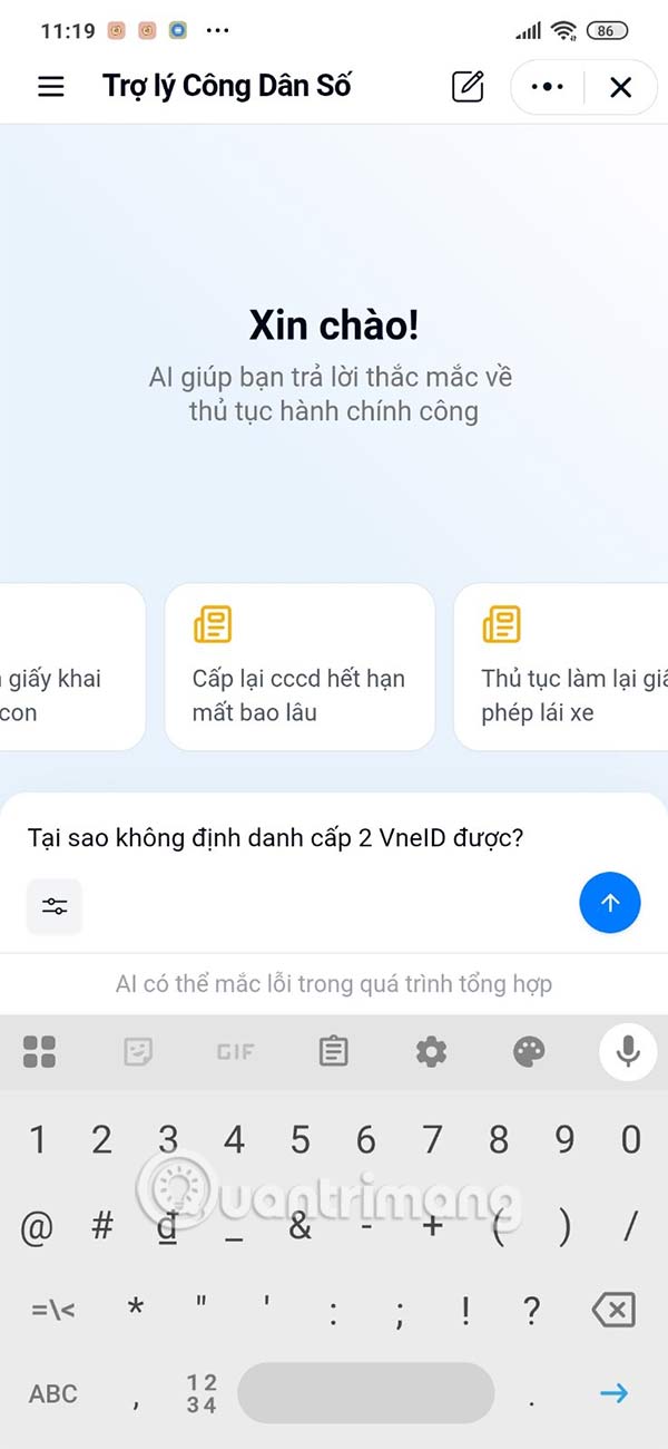 This is a virtual assistant that answers administrative procedures on Zalo Picture 4