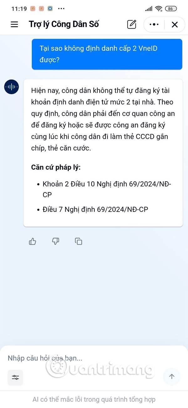 This is a virtual assistant that answers administrative procedures on Zalo Picture 5