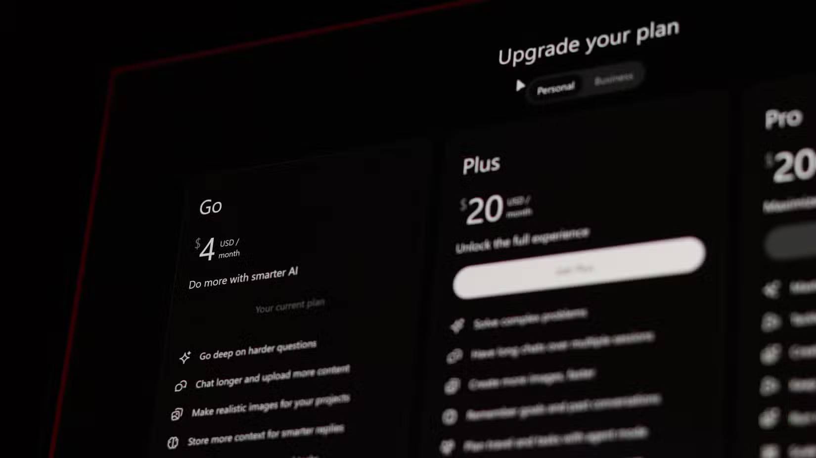 This is what you actually get with the cheapest subscription plan: ChatGPT Go! Picture 1