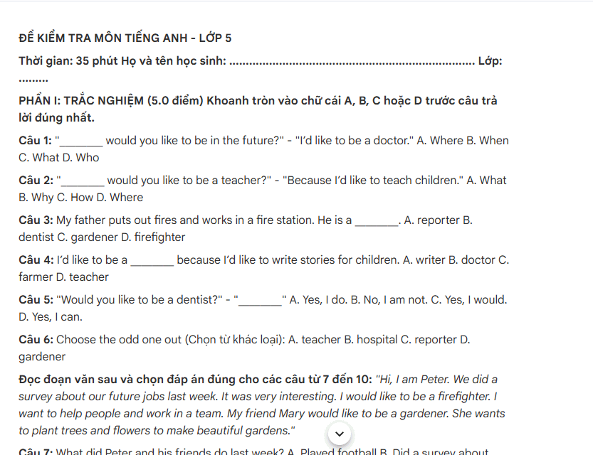 This prompt template creates test questions for various subjects. Picture 1