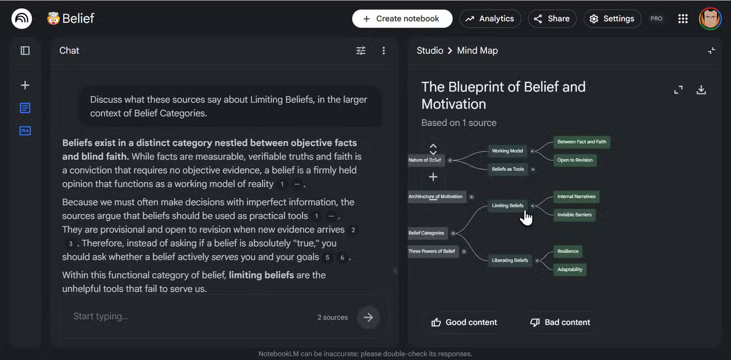 Tips for using NotebookLM's mind mapping tool. Picture 4