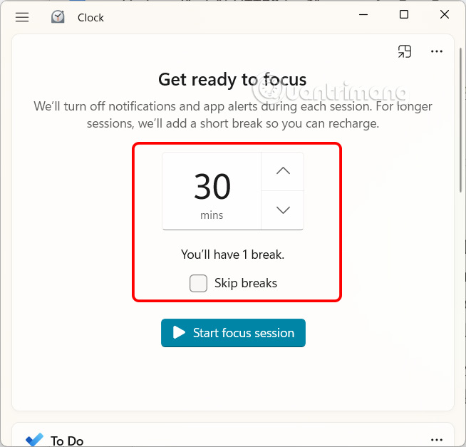Tips to focus more on work with Focus Sessions Windows 11 Picture 2