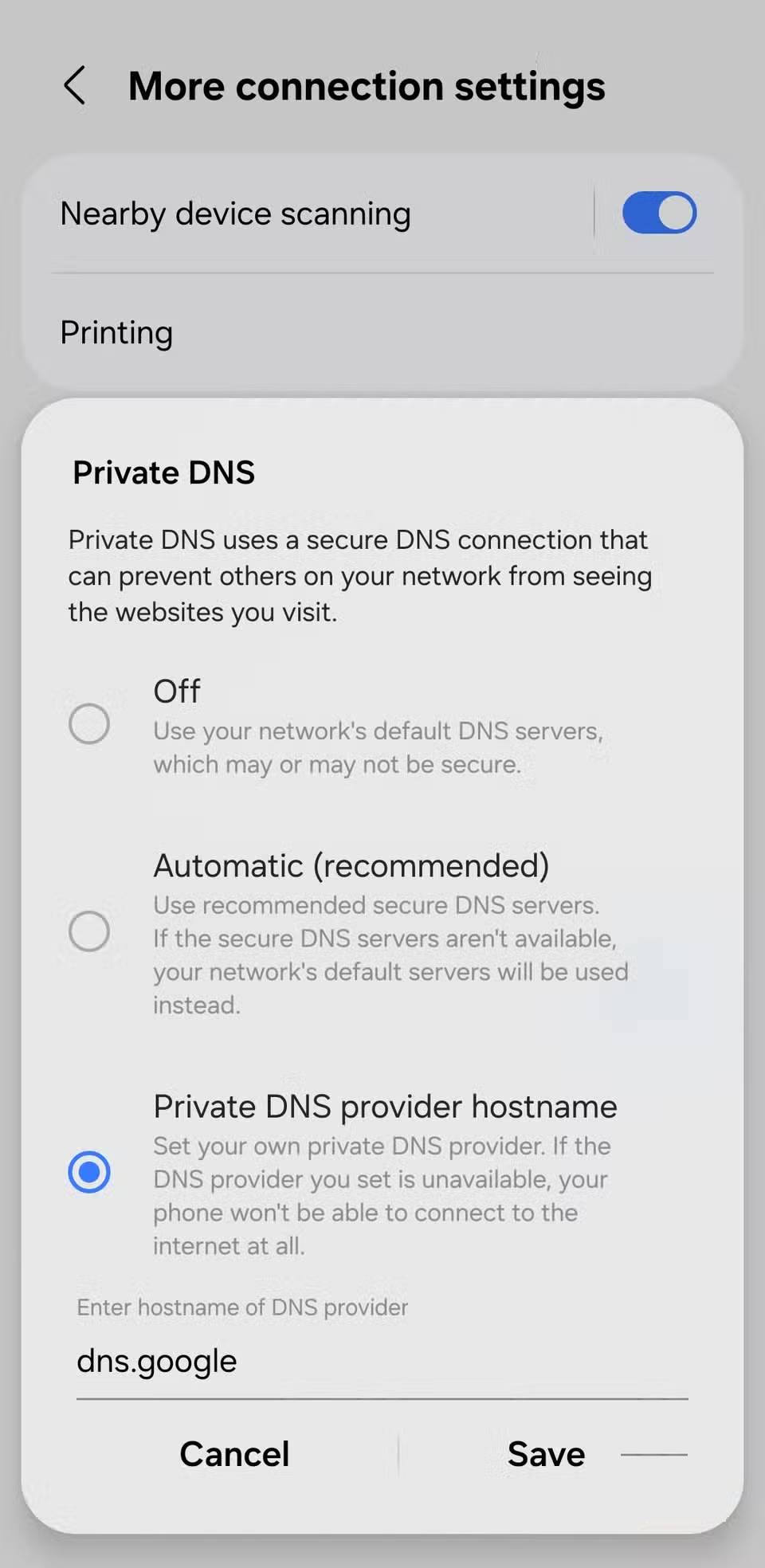 Turn on Private DNS on your phone if you haven't already! Picture 9