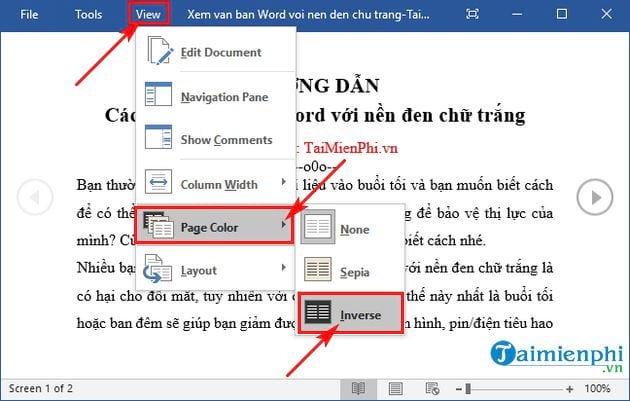 Turn on Word dark background mode to reduce eye strain Picture 4