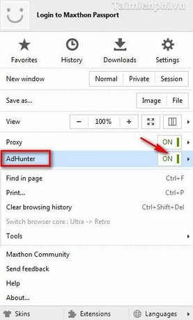 Picture 2 of Use the Adhunter feature to block ads on Maxthon.