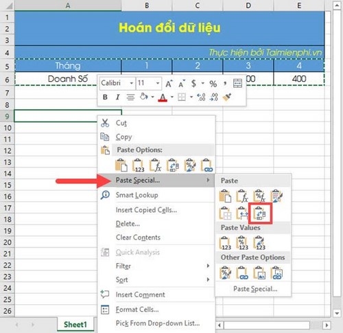 Picture 13 of Using Paste in Excel, use Paste Special to move data in an Excel spreadsheet.