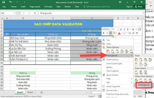 Picture 25 of Using Paste in Excel, use Paste Special to move data in an Excel spreadsheet.