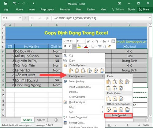 Picture 3 of Using Paste in Excel, use Paste Special to move data in an Excel spreadsheet.
