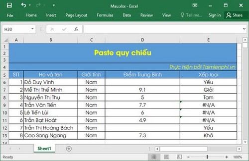 Picture 30 of Using Paste in Excel, use Paste Special to move data in an Excel spreadsheet.