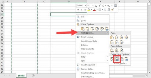 Picture 32 of Using Paste in Excel, use Paste Special to move data in an Excel spreadsheet.