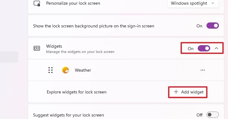 Instructions for displaying weather on Windows 11 lock screen Picture 1
