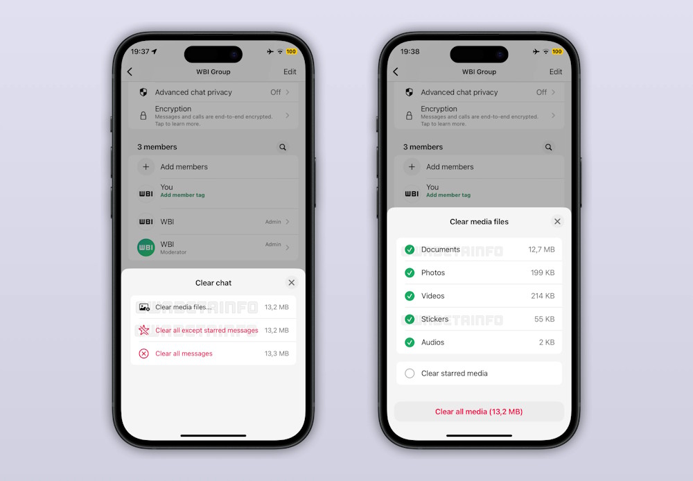 The new WhatsApp Clear Chat tool will allow you to control message deletion. Picture 1