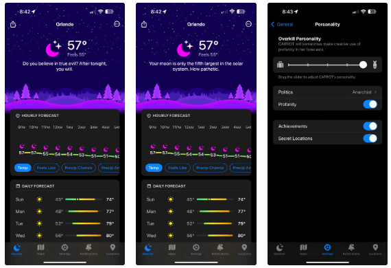 Why should you use Carrot Weather instead of the default Weather app on iPhone? Picture 1