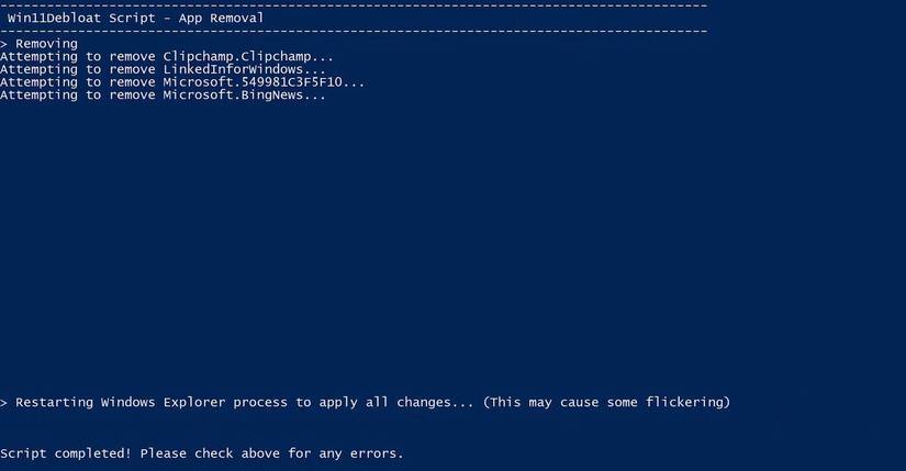 Win11Debloat - An open-source tool to remove bloatware from Windows 11. Picture 4