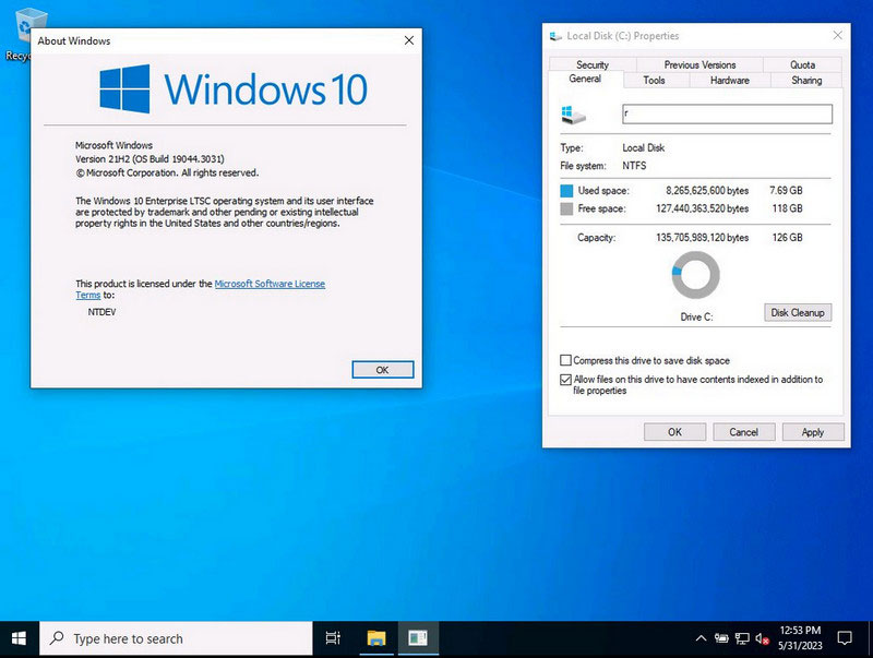 Windows 10 super light Tiny10 x64 23H1, optimized for PC with only 2GB RAM Picture 1