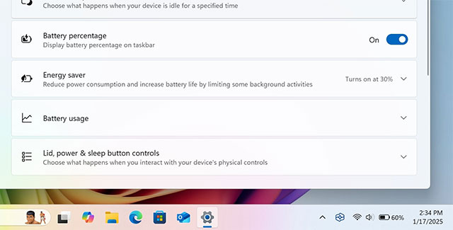 Windows 11 finally has a battery percentage indicator Picture 1
