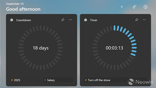 Windows 11 has added new Timer and Countdown clock widgets, what's noteworthy? Picture 1