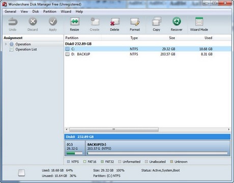 Wondershare Free Disk Manager, hard drive partition guide Picture 1