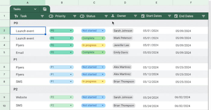 How to convert content into a Google Sheets table quickly
