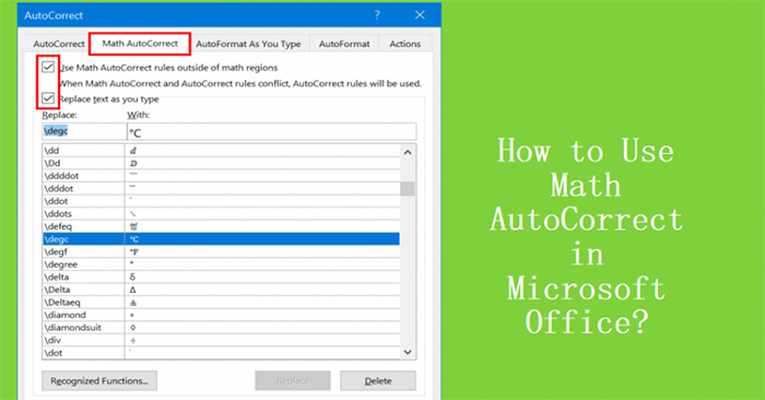 How to Use Math AutoCorrect Shortcut in Word, Excel, PowerPoint