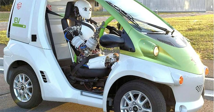 Humanoid Robot Drives Itself and Obeys Traffic Signals