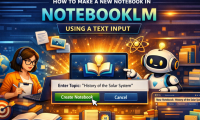 Instructions on creating a new notebook in NotebookLM by pasting copied text.