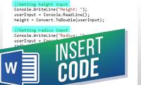 Instructions for inserting code in Word