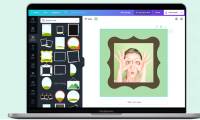 Instructions on how to add photos to a frame in Canva