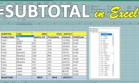 SUBTOTAL function: Calculates the sum of the values ​​in a filtered list in Excel.