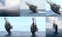 The ship can stand up at a 90 degree angle in the middle of the sea