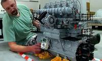 V16 diesel engine made from 60,000 Lego pieces works like the real thing