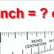 How many centimeters, meters, millimeters, and decimeters are equal to 1 inch?